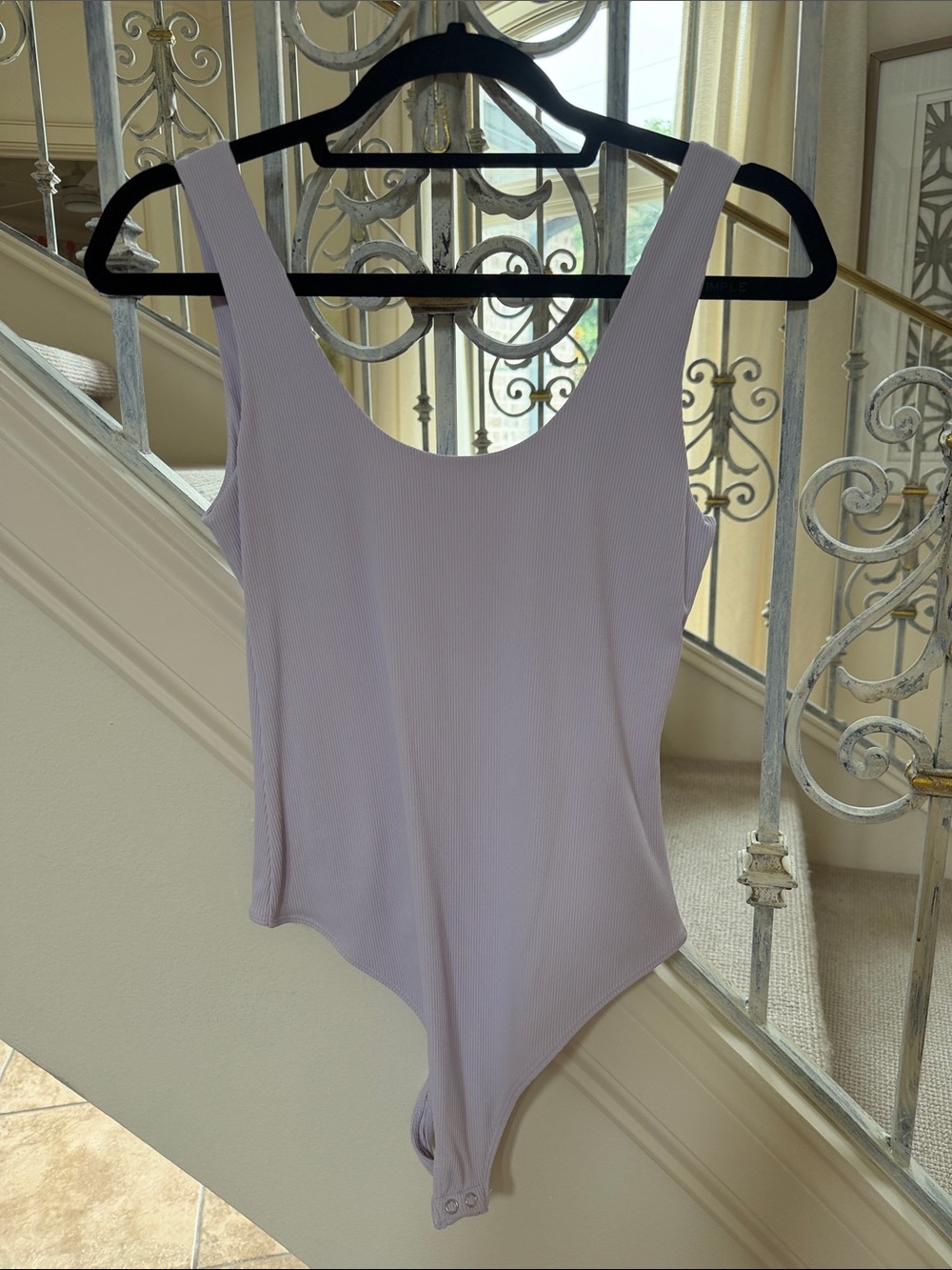 RD Style Lilac Scoop Neck Ribbed Bodysuit